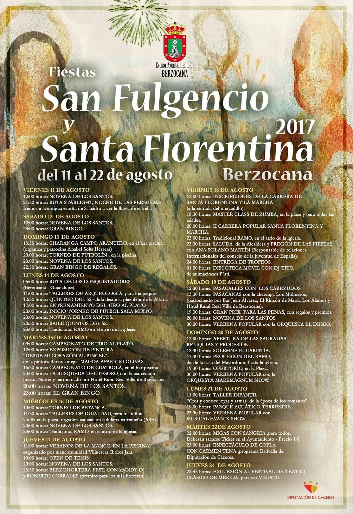 Fiestas patronales de San Fulgencio y San Florentina 2017 Berzocana